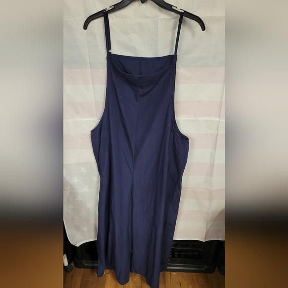 Jumpsuit Adjustable Wide Leg w Pockets Denim Blue 2xl - Picture 1 of 5